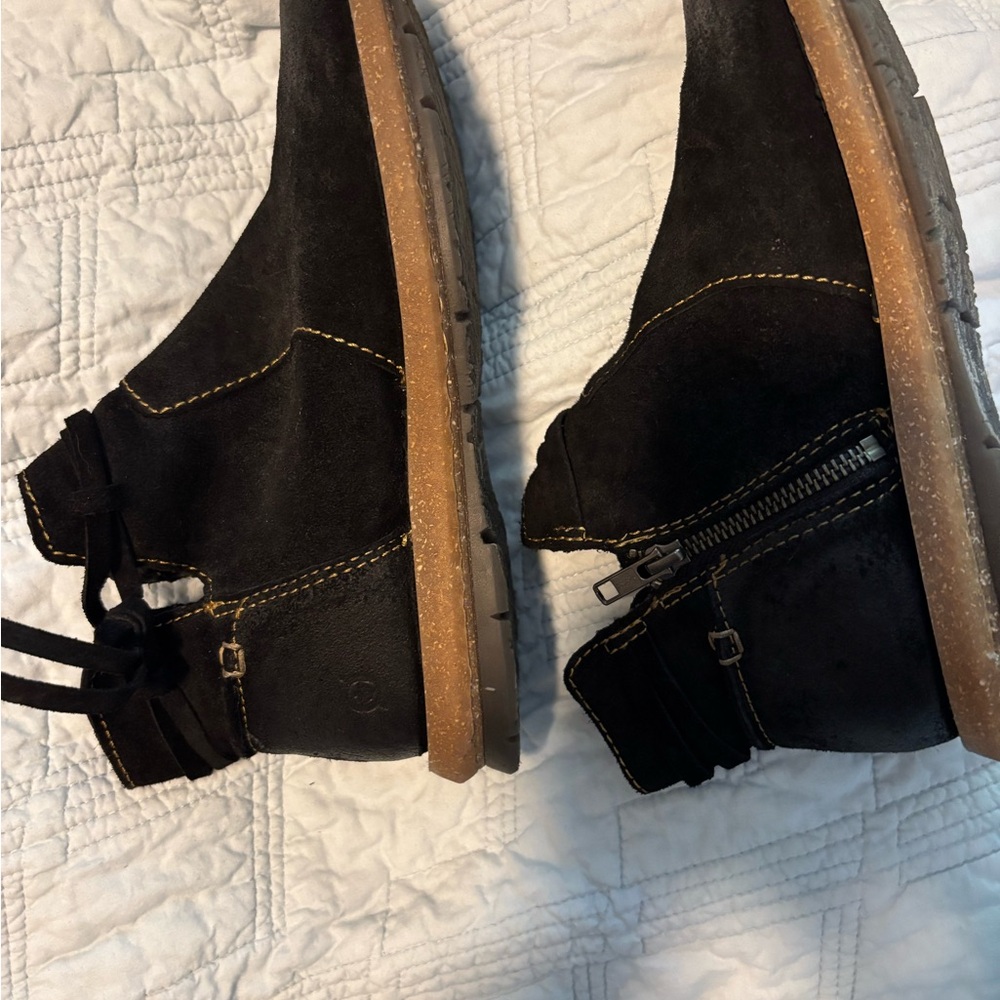 Born Black Ankle Boots with Brown Sole